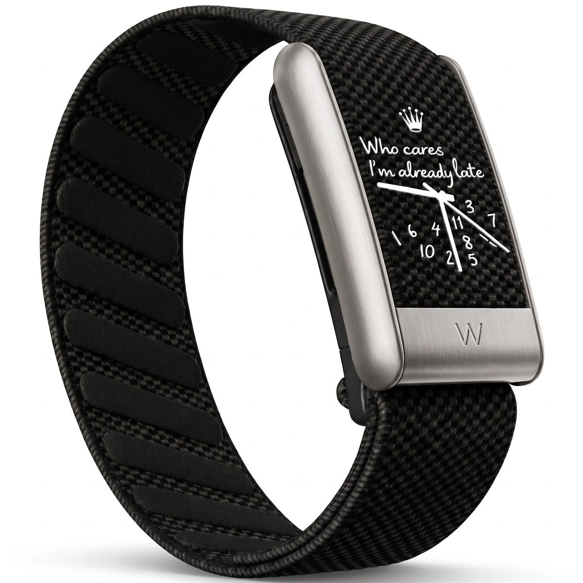 Pulsera OUBAND | Time Noir (Clip Plateado)