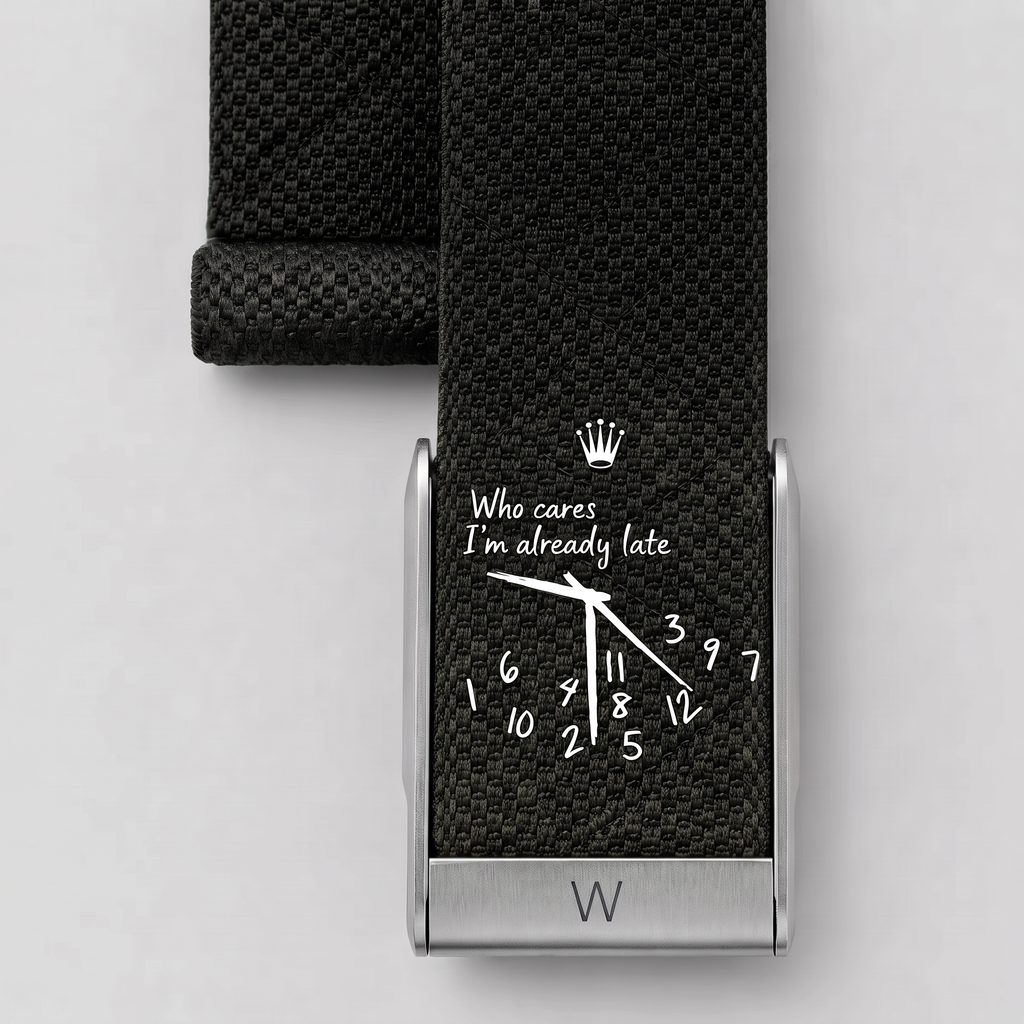 Pulsera OUBAND | Time Noir (Clip Plateado)